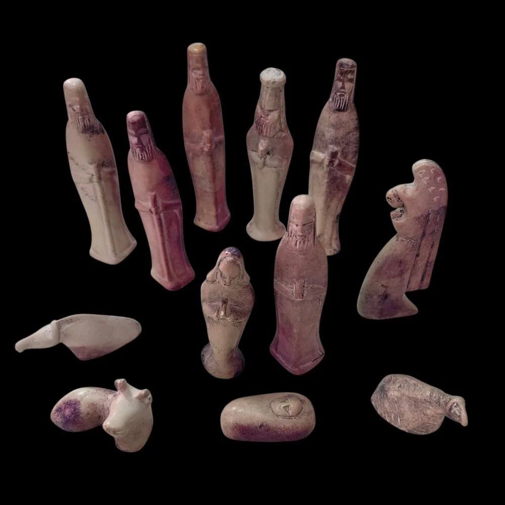 Vintage Hand-Carved Kisii Soapstone Nativity Set (12-Piece) – Made in Kenya